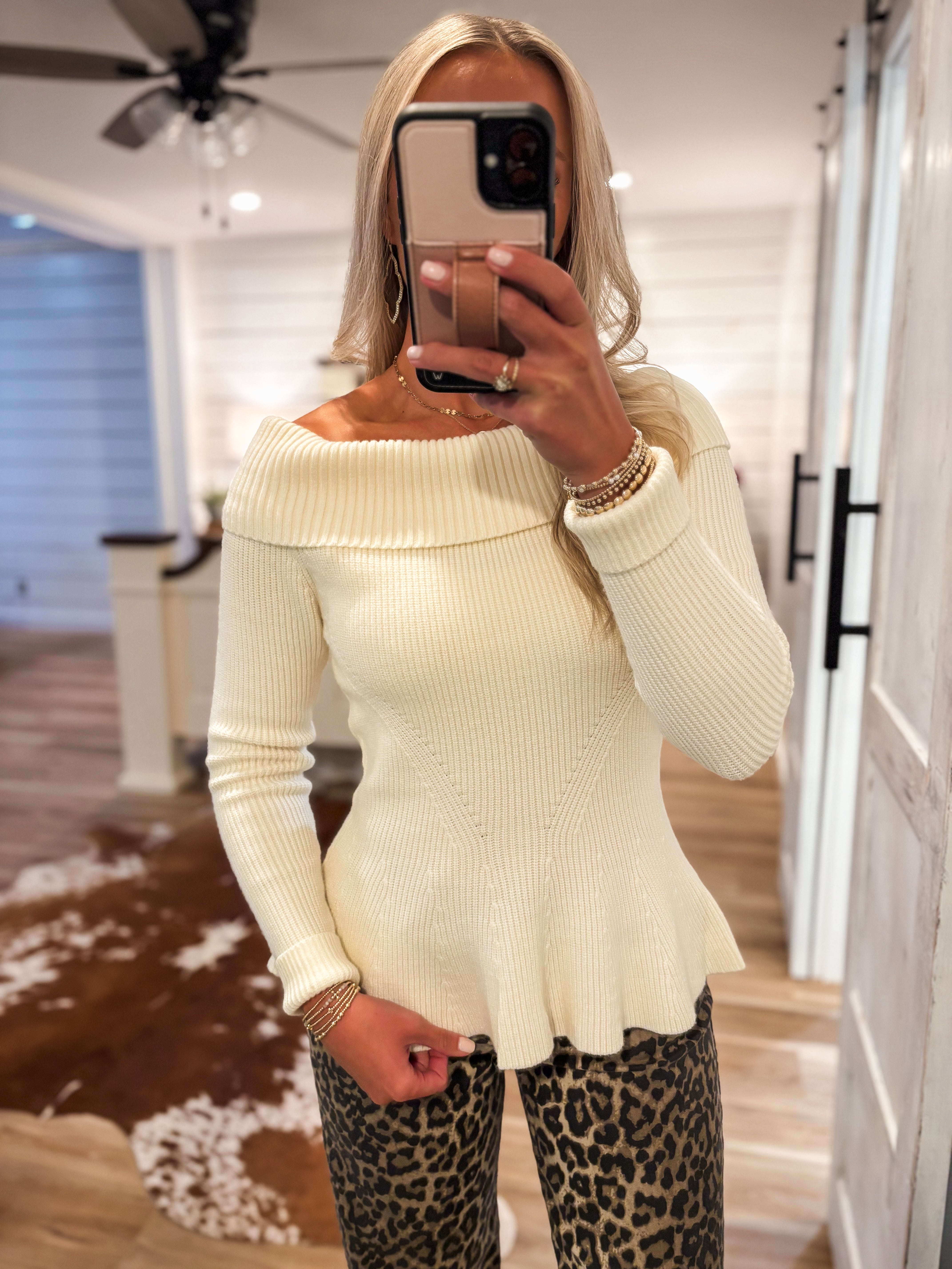 Sweet Thoughts Cream Peplum Sweater