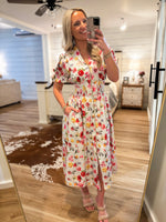 Load image into Gallery viewer, Generous Gesture Mint Floral Front Zip Midi Dress
