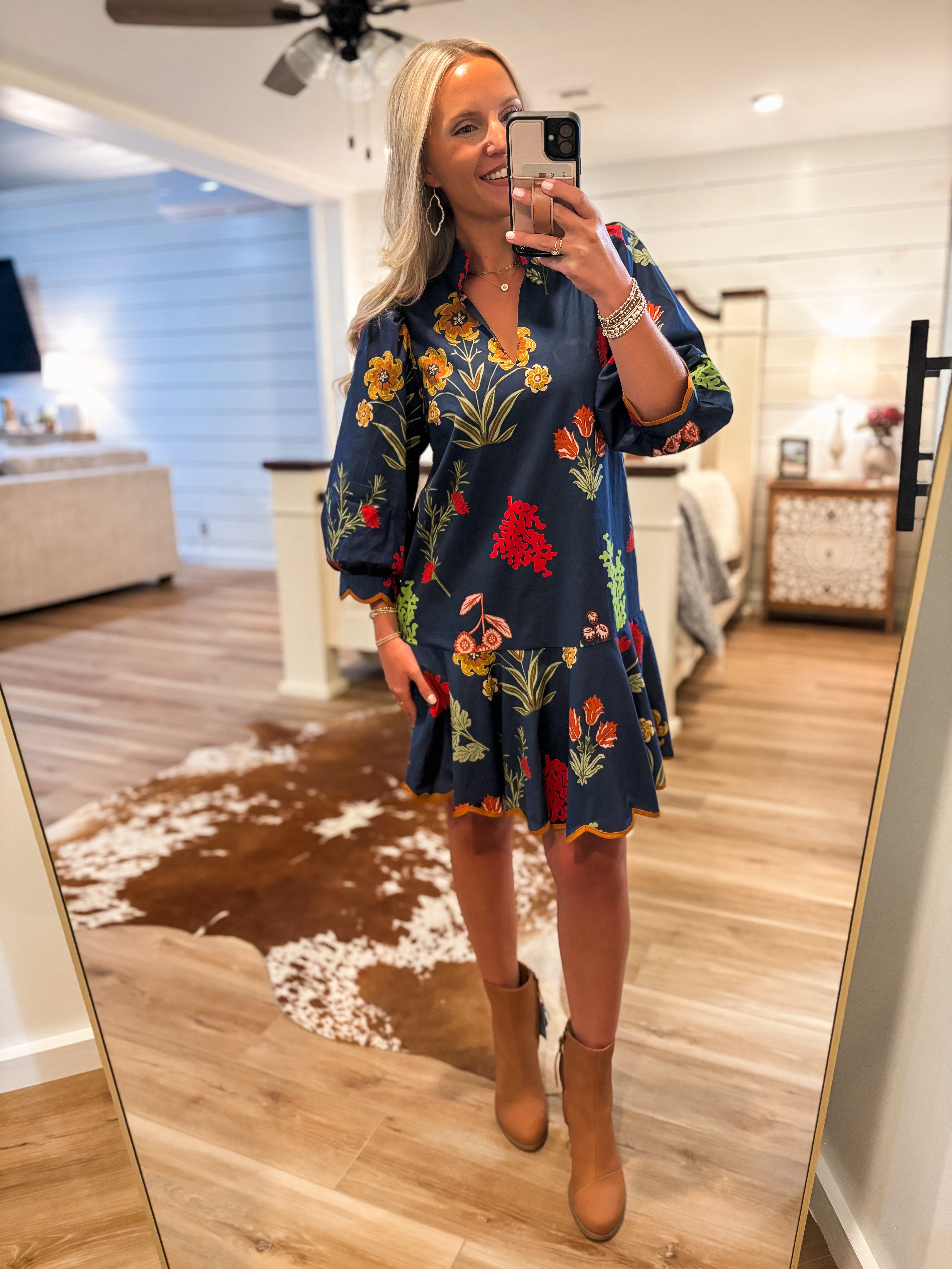 From Here Navy Floral Mini Dress