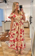 Load image into Gallery viewer, At The Right Time Ivory Floral Midi Dress
