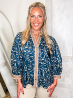 Load image into Gallery viewer, Doesn&#39;t Know Midnight/Taupe Contrast Blouse
