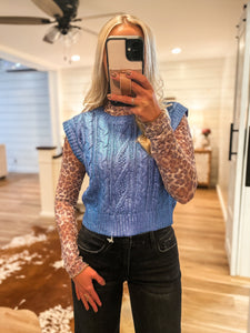 Bright Dreams Blue Metallic Sleeveless Sweater