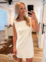 Load image into Gallery viewer, Welcome Here White Bow Mini Dress
