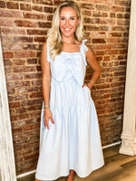 Load image into Gallery viewer, At An Event Baby Blue Bow Midi Dress
