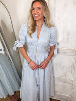 Load image into Gallery viewer, When You Know Powder Blue Stripe Midi Dress
