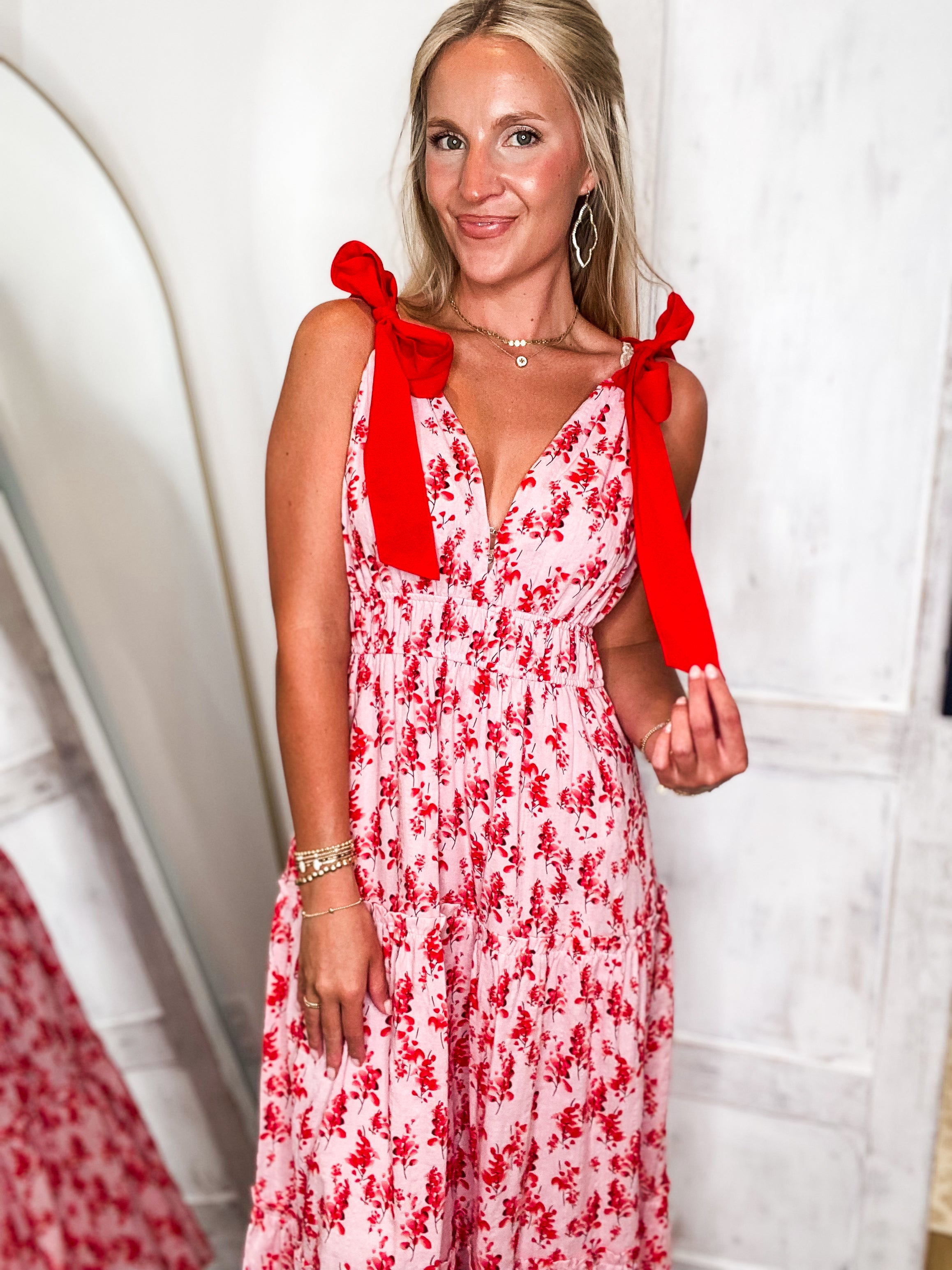 Better Off Red Floral Maxi Dress
