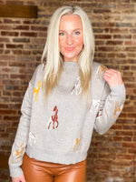 Load image into Gallery viewer, By The Stable Horse Pattern Gray Knit THML sweater
