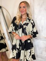 Load image into Gallery viewer, Never Knew Black &amp; Taupe Floral Mini Dress
