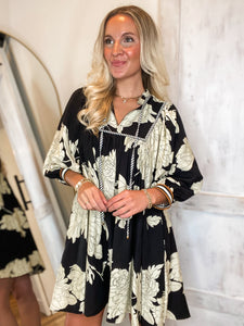 Never Knew Black & Taupe Floral Mini Dress