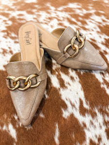Playin For Keeps Taupe Corkys Mule