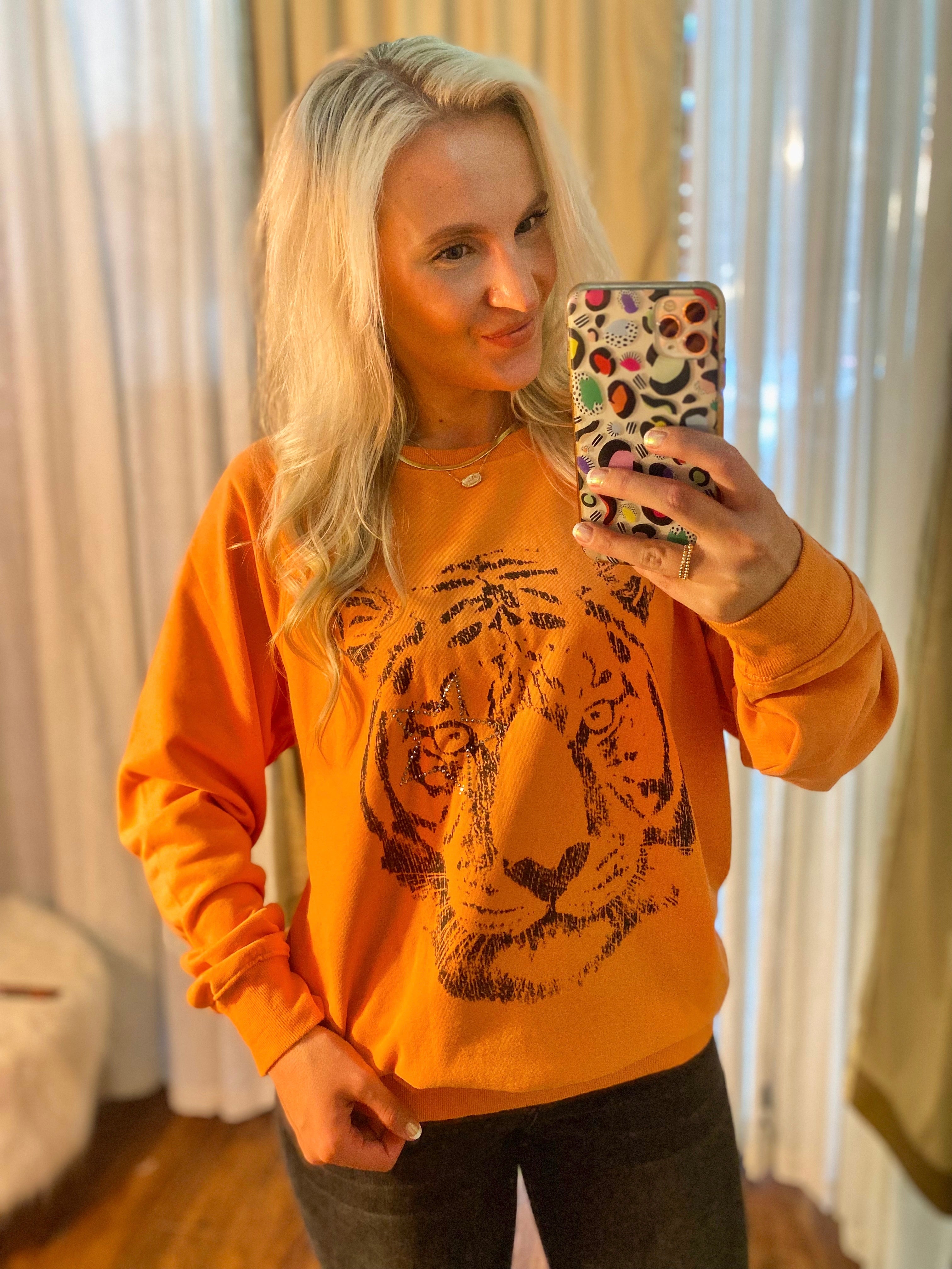 Take Down Orange Tiger Graphic Sweatshirt