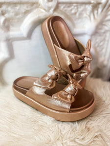 Kiki Rose Gold Flatform Shushop Slide Sandals