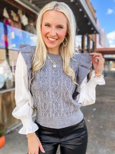 Making It About Gray Sweater Vest Blouse