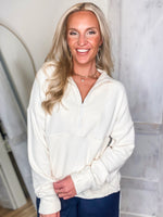 Load image into Gallery viewer, Someplace New Ivory Half Zip Pullover
