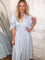 Load image into Gallery viewer, When You Know Powder Blue Stripe Midi Dress

