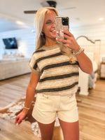 Load image into Gallery viewer, Back &amp; Forth Brown Stipe Sleeveless Sweater
