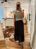 Load image into Gallery viewer, Trusting In You Ivory &amp; Black Knit Midi Dress
