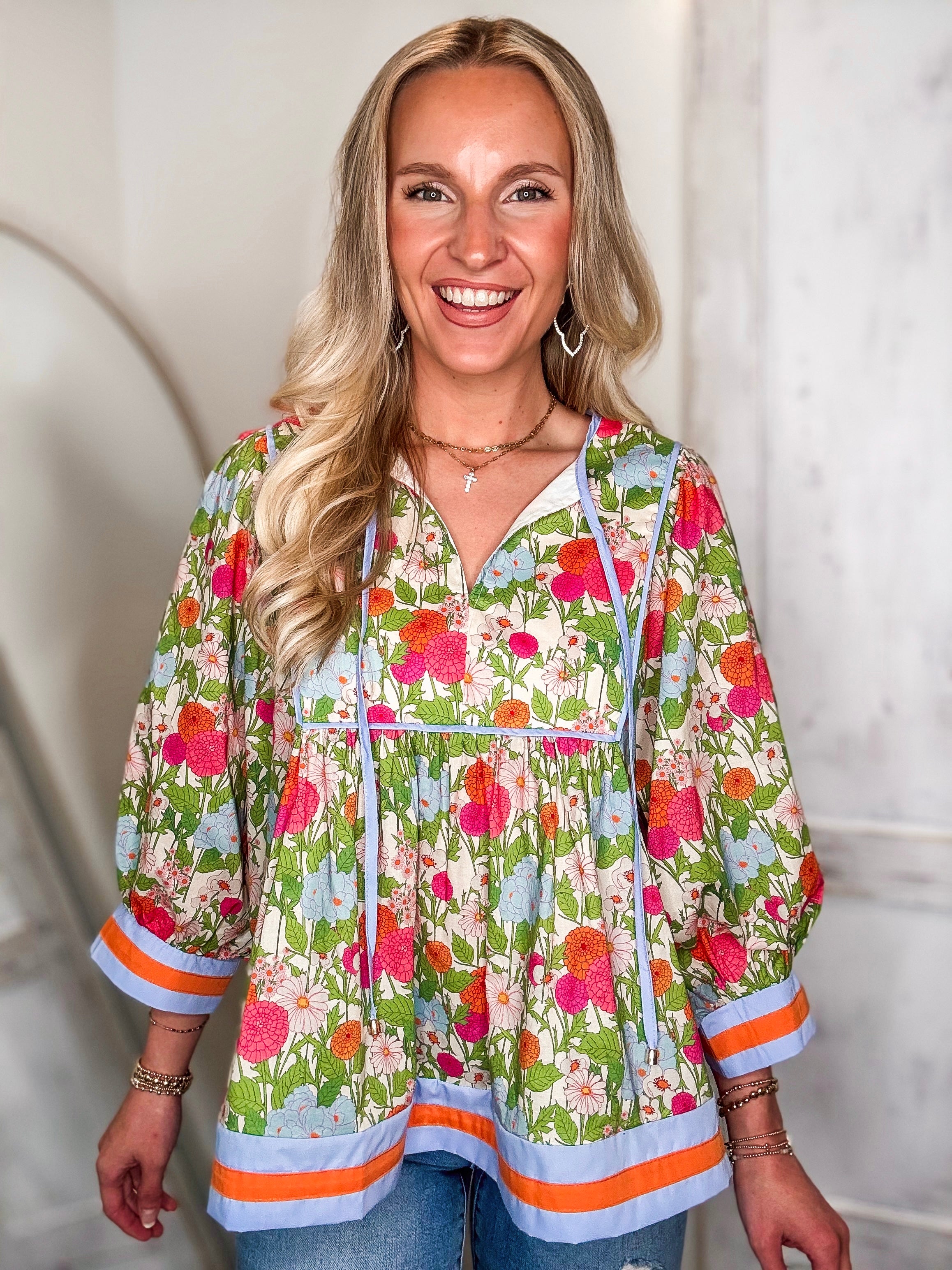 Springing Forward Pastel Floral Blouse
