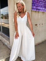 Load image into Gallery viewer, Dream Of Me Ivory Linen Jumpsuit
