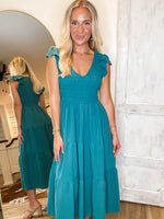 Load image into Gallery viewer, Take My Chance Teal Midi Dress
