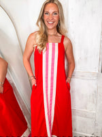Load image into Gallery viewer, Summer Reservation Red Linen Midi
