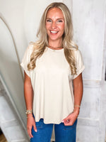 Load image into Gallery viewer, Simple Touch Ecru Jersey Knit Blouse
