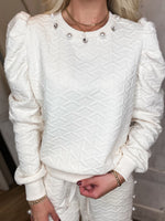 Load image into Gallery viewer, Shining Bright Pearl/Jewel Embellished Ivory Sweater
