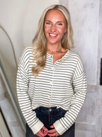 Load image into Gallery viewer, Hope For It Cream &amp; Black Stripe Cardigan
