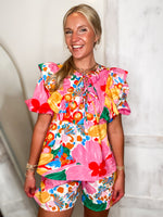 Load image into Gallery viewer, Juliette + Faye Floral ADRIENNE Blouse &amp; Shorts Set
