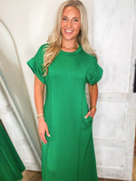 Load image into Gallery viewer, Joyful Day Kelly Green Luxe Knit Maxi Dress

