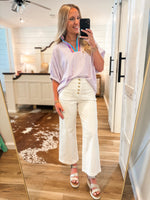 Load image into Gallery viewer, Loving Me Lavender Stripe Contrast Blouse

