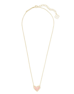 Ari Rose Quartz Heart Pendant Gold Necklace