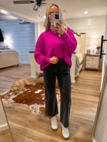 Load image into Gallery viewer, Far Out Magenta Oversized Knit Sweater
