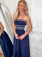 Load image into Gallery viewer, My Next Chapter Navy Contrast Midi Dress
