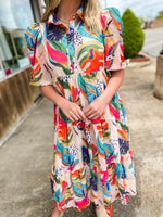 Load image into Gallery viewer, Secret Getaway Tropical Floral Maxi Dress
