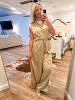 Load image into Gallery viewer, Shining Bright Gold Blouse &amp; Palazzo Pant Set
