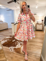 Load image into Gallery viewer, Welcome In Fuchsia Floral Mix Mini Dress
