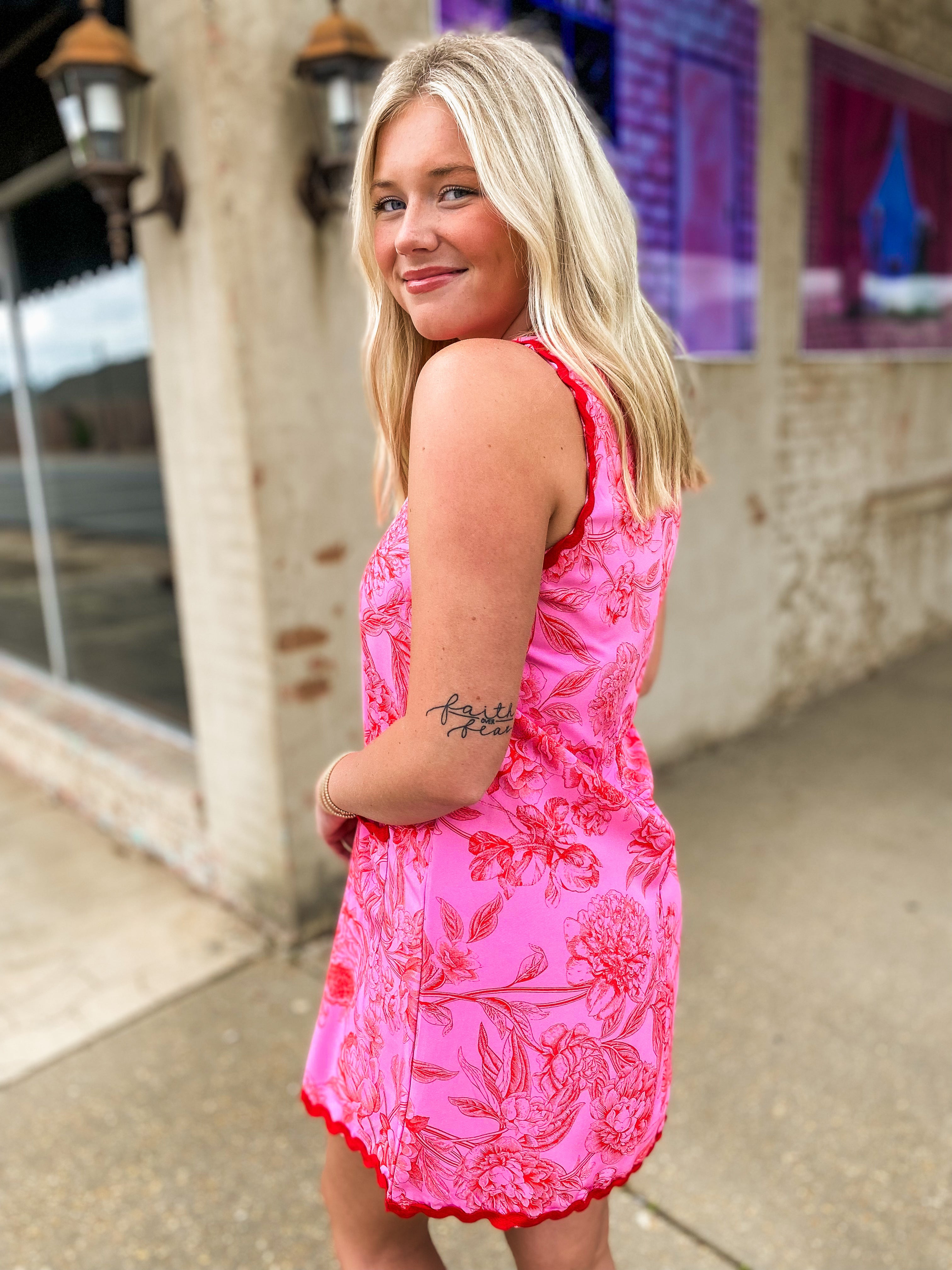 Making A Way Pink & Red Floral Shift Dress