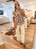 Load image into Gallery viewer, Fell Fast Brown Floral Blouse
