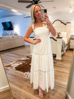 Load image into Gallery viewer, Always Invited White Textured Midi Dress
