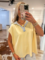 Load image into Gallery viewer, More For Myself Butter Yellow Polo Tee

