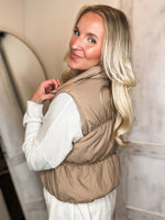 Load image into Gallery viewer, My Best Guess Mocha Cropped Puffer Vest
