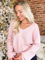 Load image into Gallery viewer, High Of Love Dusty Pink Knitted Bow Sweater
