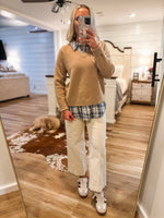 Load image into Gallery viewer, Not Once Taupe Plaid Mixed Flannel Sweater
