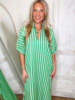 Load image into Gallery viewer, Options Open Kelly Green Stripe Maxi Dress

