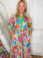 Load image into Gallery viewer, My Own Way Green Multi Floral Midi Dress
