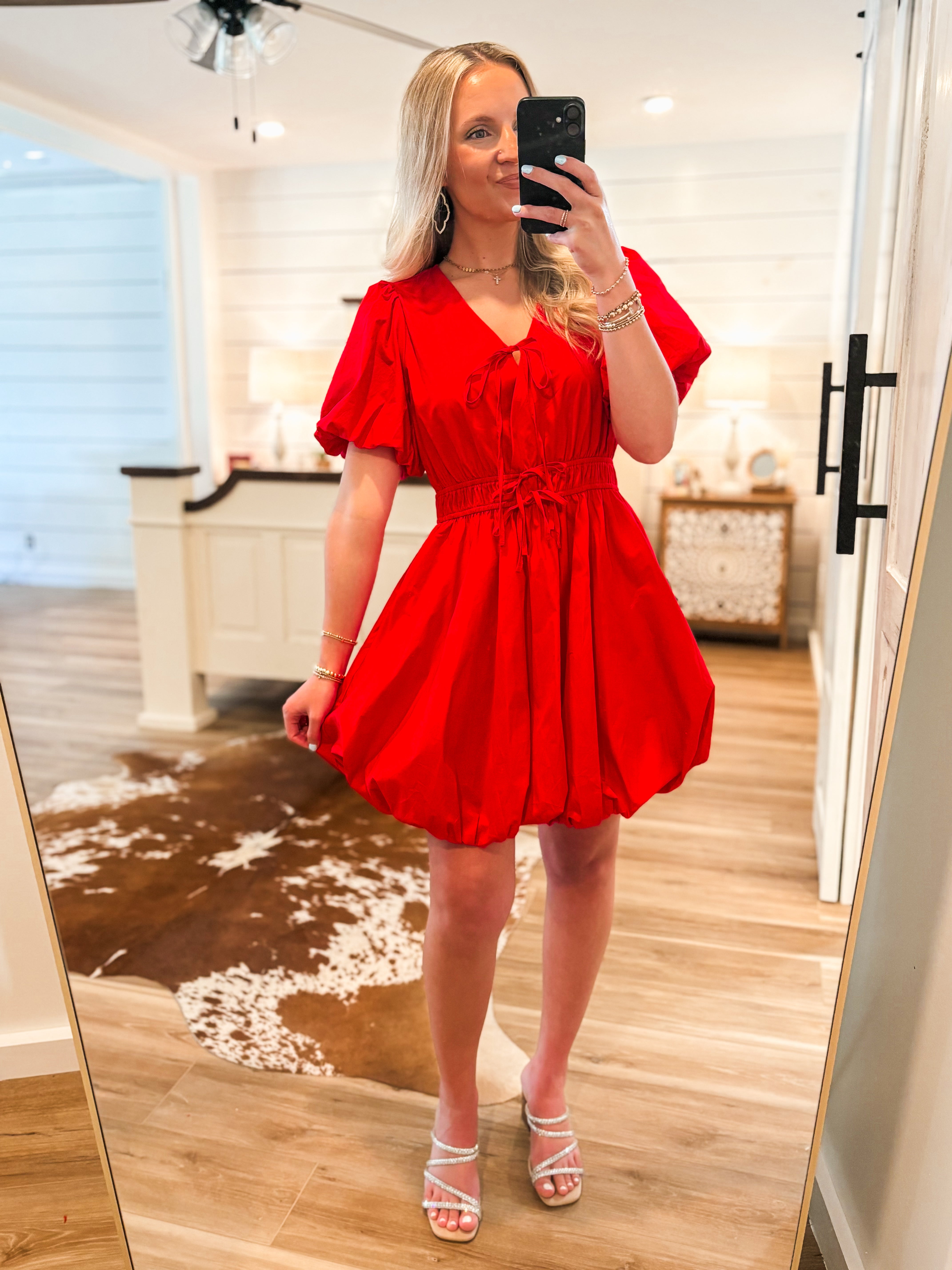 Starting New Red Bow Bubble Dress