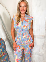 Load image into Gallery viewer, Get To You Blue Paisley Jumpsuit
