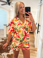 Load image into Gallery viewer, Under The Palms Tropical Print Linen Blazer &amp; Short Set
