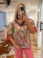 Load image into Gallery viewer, All For Now Multi Floral Contrast Blouse
